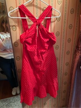 Adelyn Rae Bright Red Striped Dress